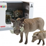 Set mit 2 Figuren – Warzenschwein mit Jungtier, Serie Tiere der Welt