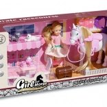 Spielset mit Puppe, Pferdchen und Kätzchen