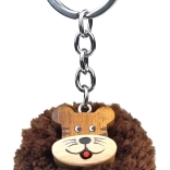 Holz Schlüsselanhänger Tiger mit Pompon