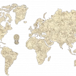 Holz-Weltkarte mit Tieren Größe M (57 × 38 cm) WOODEN CITY