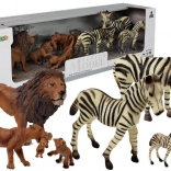 Figurenset Afrika – Wildtiere: Löwen- und Zebra-Familie