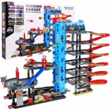 Kinderspielplatzparkplatz 7 Ebenen mit Hubschrauber und 10 Autos