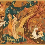 Panoramapuzzle Einhorn-Garten