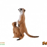 Dekorative Figur Erdmännchen mit Jungtier - aus Kunststoff, hellbraun, 8cm