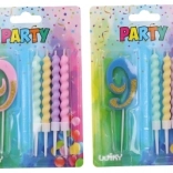 Party-Kerze Zahl 9 mit Zusatzkerzen