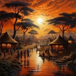 Diamantmalerei Sonnenuntergang in Afrika 30 × 40 cm