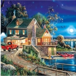 Diamantmalerei Haus am See 30 × 40 cm