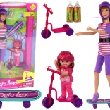 Defa Lucy Puppen Set mit rosa Roller und Skateboard