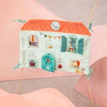 Textilpaneel für das Kinderbett – Häuschen mit dem Rehkitz Stella und dem Drachen Joe