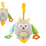 Plüsch-Eule für Kinderwagen und Bett 18 × 18 cm, mit Beißringen und Clip