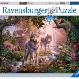 Puzzle 1000 Teile Ravensburger – sommerliche Wolfsfamilie