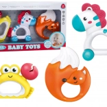 Set aus Beißringen und Rasseln für Säuglinge Zebra Krabbe Fuchs 3 Stk.