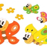 Holzdekoration Schmetterlinge und Blümchen