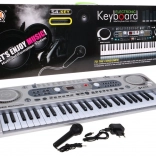 Silberner Kinder-Keyboard-Synthesizer mit 54 Tasten, Mikrofon und USB-Aufnahme