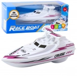 Weißes Motorboot mit Batterien