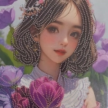 Diamantmalerei Mädchen mit Blumen auf Leinwand 23x30 cm
