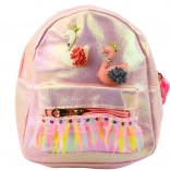 Kinder Rucksack Rosa mit Schwänen und Verzierungen
