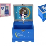 Spieluhr-Schmuckkästchen aus Holz mit Einhorn Born to Sparkle – blau