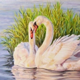 Diamantmalerei – Schwäne im Schilf 30 × 40 cm