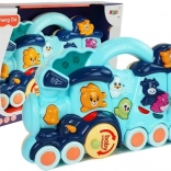 Interaktive blaue Lokomotive für Kinder mit Tiergeräuschen und Lichteffekten