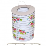 Papierlaterne Zylinder Weiß mit Blumen 15 cm