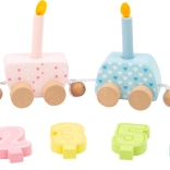 Holz-Geburtstagszug mit Zahlen und Kerzen