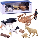 Figurenset Bauernhof – handbemalte Tiere und Landwirt mit Zubehör – B