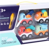 Schraubbare Baufahrzeuge, Set mit 4 Stück, 7 cm