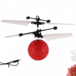 Fliegende Helikopter-Kugel mit Bewegungssensor, leuchtend, USB-Ladung – rot