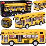 Gelber Stadtbus mit Lichtern, Sounds und öffnenden Türen