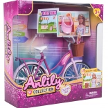 Rosa Puppenfahrrad mit Korb und Zubehör