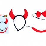 Teufels-Karneval-Set für Kinder – Haarreif mit Hörnern, Schwanz und Fliege