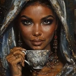 Diamantmalerei – Frau mit Kaffeetasse 30 × 40 cm