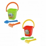 Strandset mit Eimer, Schaufel und Harke