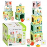 Klassische Pyramide mit Würfeln Waldmotiv für Kinder