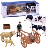 Figurenset Bauernhof – Kuh, Kalb, Widder, Schaf und Bauer mit Tiergehege – C