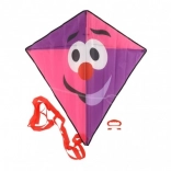 Flugdrachen Clown aus Nylon 78 × 86 cm pink‑violett