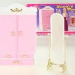 Kleider-Schrank und Spiegel für Puppen Glorie