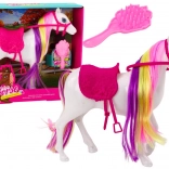 Weißes Pferd zum Kämmen mit Sattel – Spielfigur für Kinder