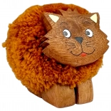 Holzfigur mit Bommel Katze für Kinder