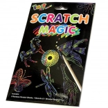 Regenbogen-Kratzblätter mit Schablonen und Holzstift