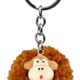 Affe mit Holzpompon-Schlüsselanhänger