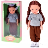 Lovely Girl Puppe mit satinierten Zöpfchen im Sportoutfit 33 cm