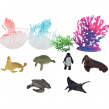 Set aus Meerestieren und Korallen