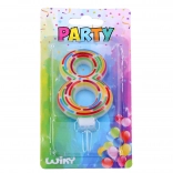 Party-Tortenkerze Zahl 8 mit Halter