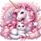 Diamantmalerei Einhorn mit Kätzchen 30x40 cm