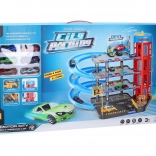 Parkstation mit 6 Metallautos 55x40x44 cm