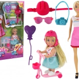 Anlily Puppen Mama und Tochter mit blonden Haaren und Roller