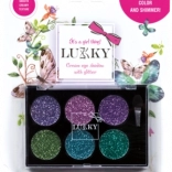Lukky cremige Lidschatten mit Glitzer und Pinsel, 6 Farben