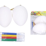 Kunststoff-Eier zum Ausmalen 5 × 8 cm, 2 Stk. mit Stiften